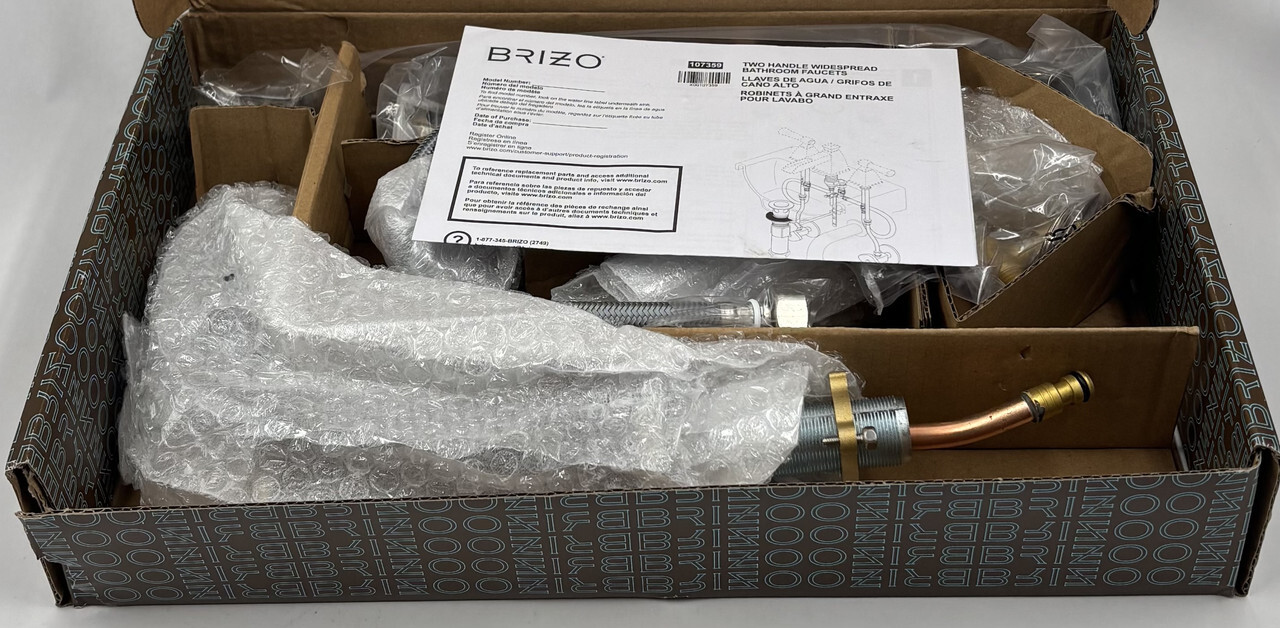 BRIZO CHARLOTTE 65385LF-PNCOLHP WIDE SPREAD LAVATORY FAUCET-LESS HANDLES 1.5 GPM