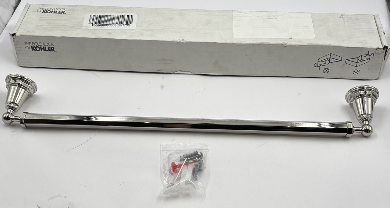 KOHLER 13109-SN PINSTRIPE 24" TOWEL BAR VIBRANT POLISHED NICKEL