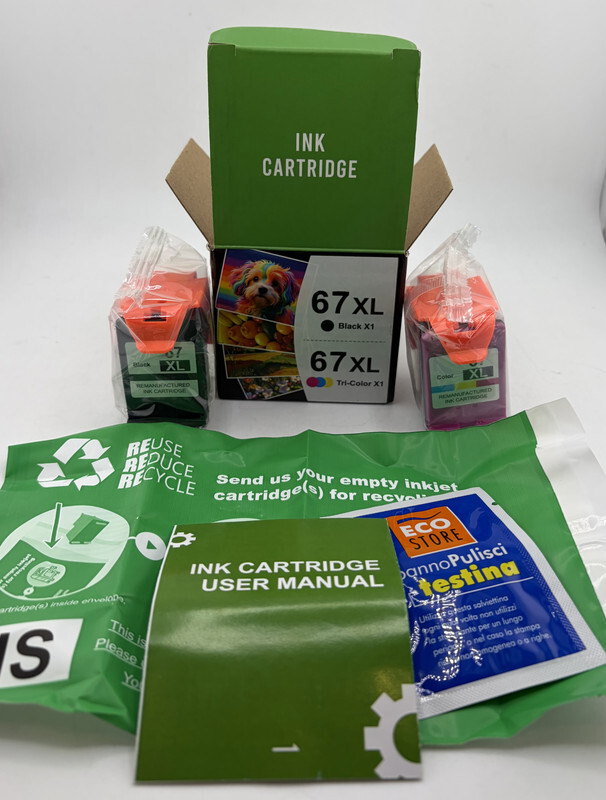 67XL INK CARTRIDGE COMBO FOR HP PRINTER COLOR BLACK AND TRICOLOR