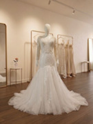 BEPEITHY 3 QUATER LENGTH SLEEVE DROP WAIST BEAD EMBELLISHED WEDDING GOWN SIZE 8