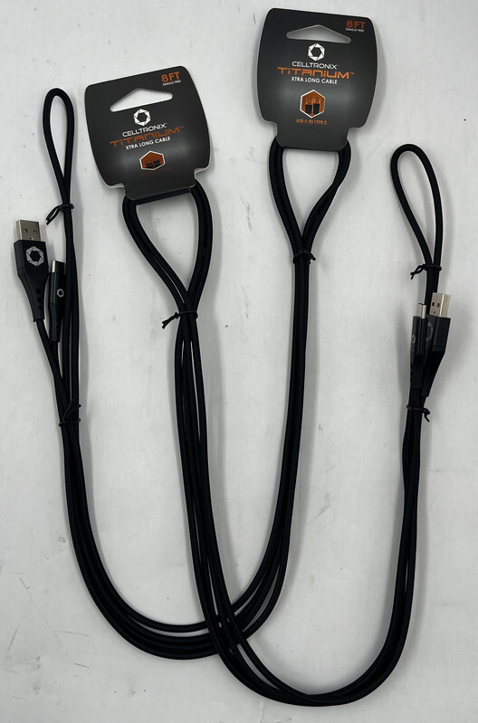 LOT OF 2 CELLTRONIX TITANIUM HEAVY DUTY USB A TO TYPE C CABLE LONGER 8'