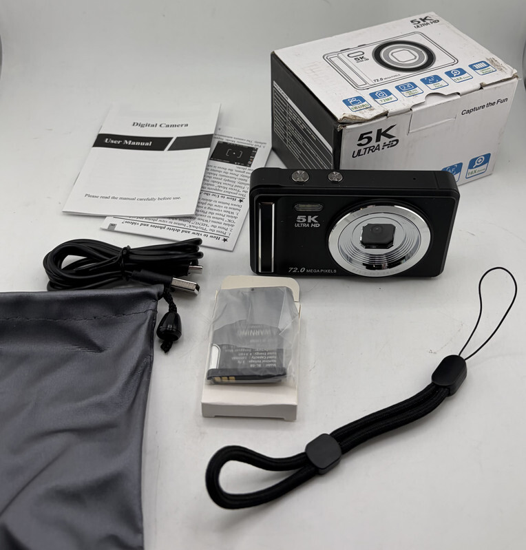 MARVUE DIGITAL CAMERA 5K 72MP VLOGGING CAMERA AURTOFOCUS COMPACT 16X ZOOM BLACK