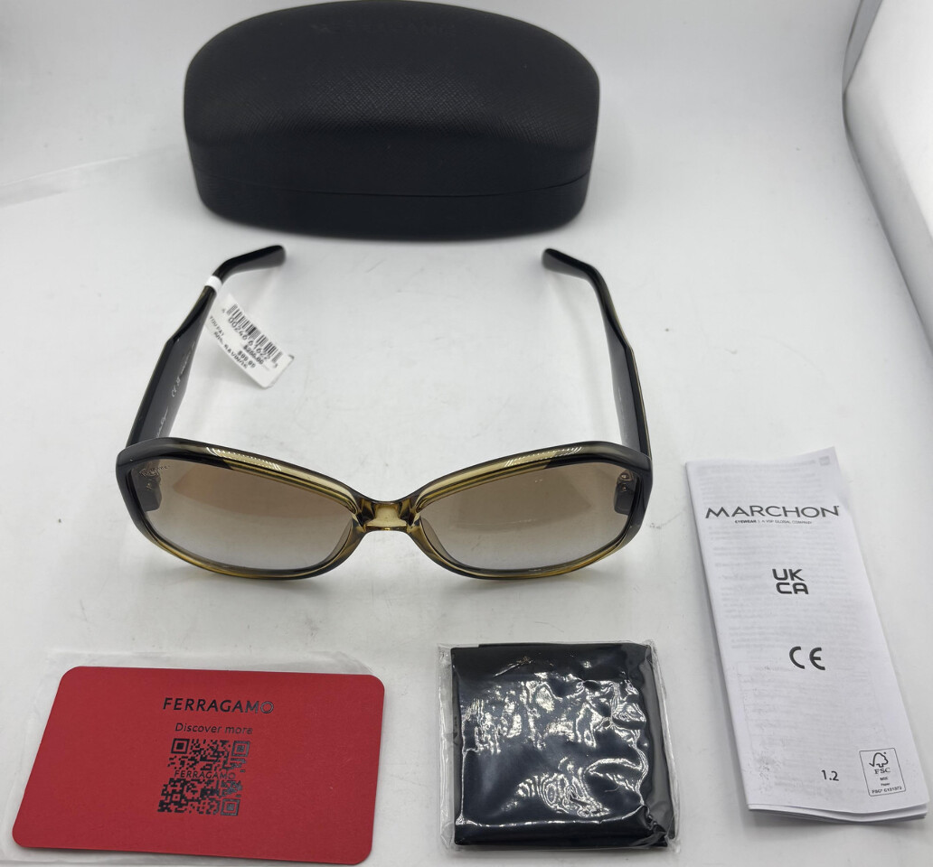 FERRAGAMO SF942S 61-17-145 WOMENS SUNGLASSES KAHKI BROWN LARGE LENS