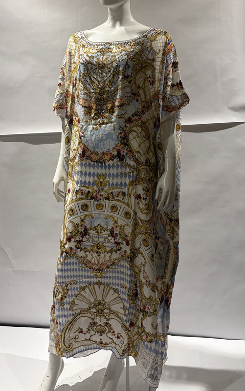 CAMILLA THRONE GAMES ROUND NECK LONG LENGTH KAFTAN ONE SIZE $750 LKAA001