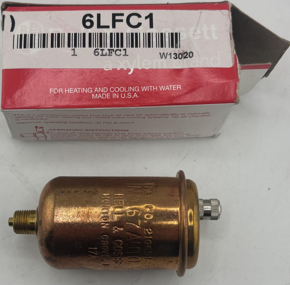 BELL & GOSSETT 6LFC1 W13020 BRASS AIR VENT NUMBER 67 VENT BRAND NEW