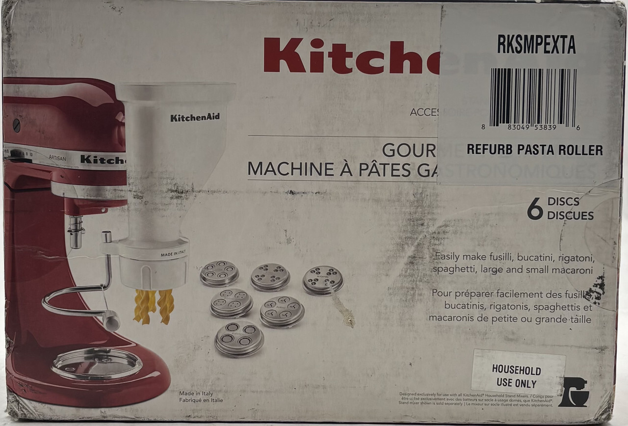 KITCHENAID GOURMET PASTA PRESS PASTA ROLLER RKSMPEXTA NEW REFURB