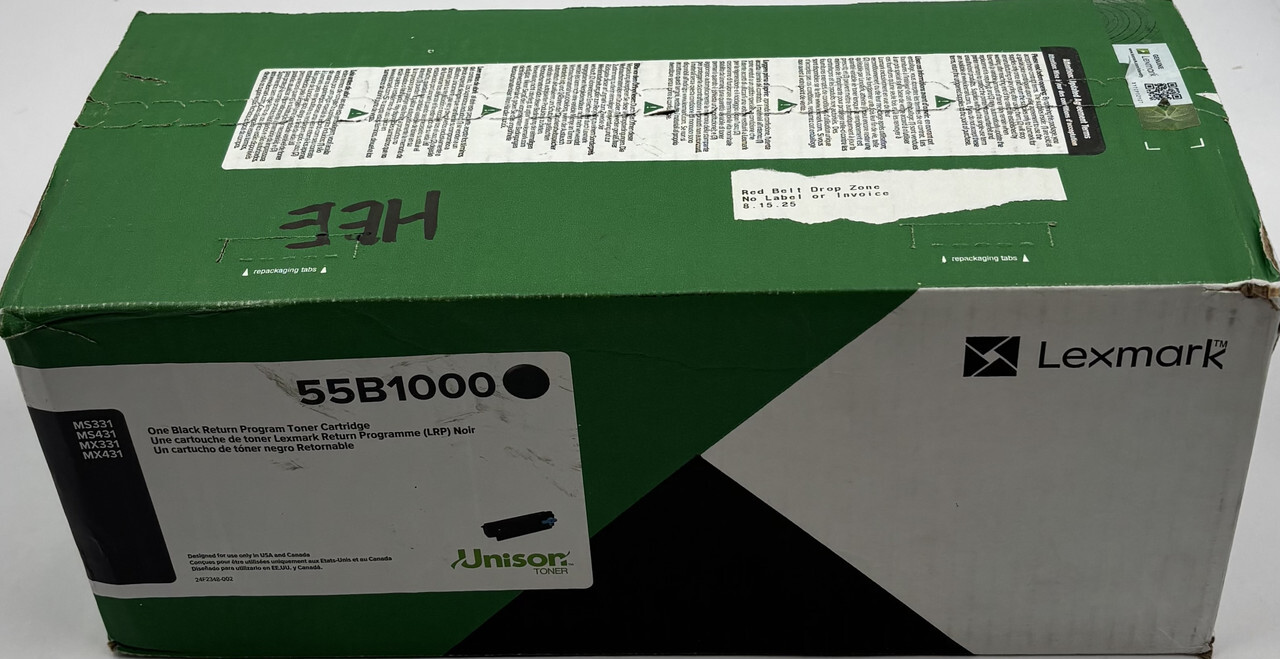 LEXMARK 55B1000 GENUINE ORIGINAL ONE BLACK TONER CARTRIDGE