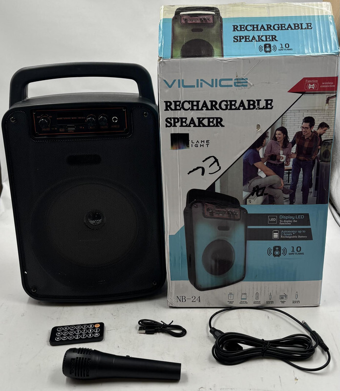 VILINICE NB-24 PORTABLE AND RECHARGABLE SPEAKER FLAME LIGHT LED