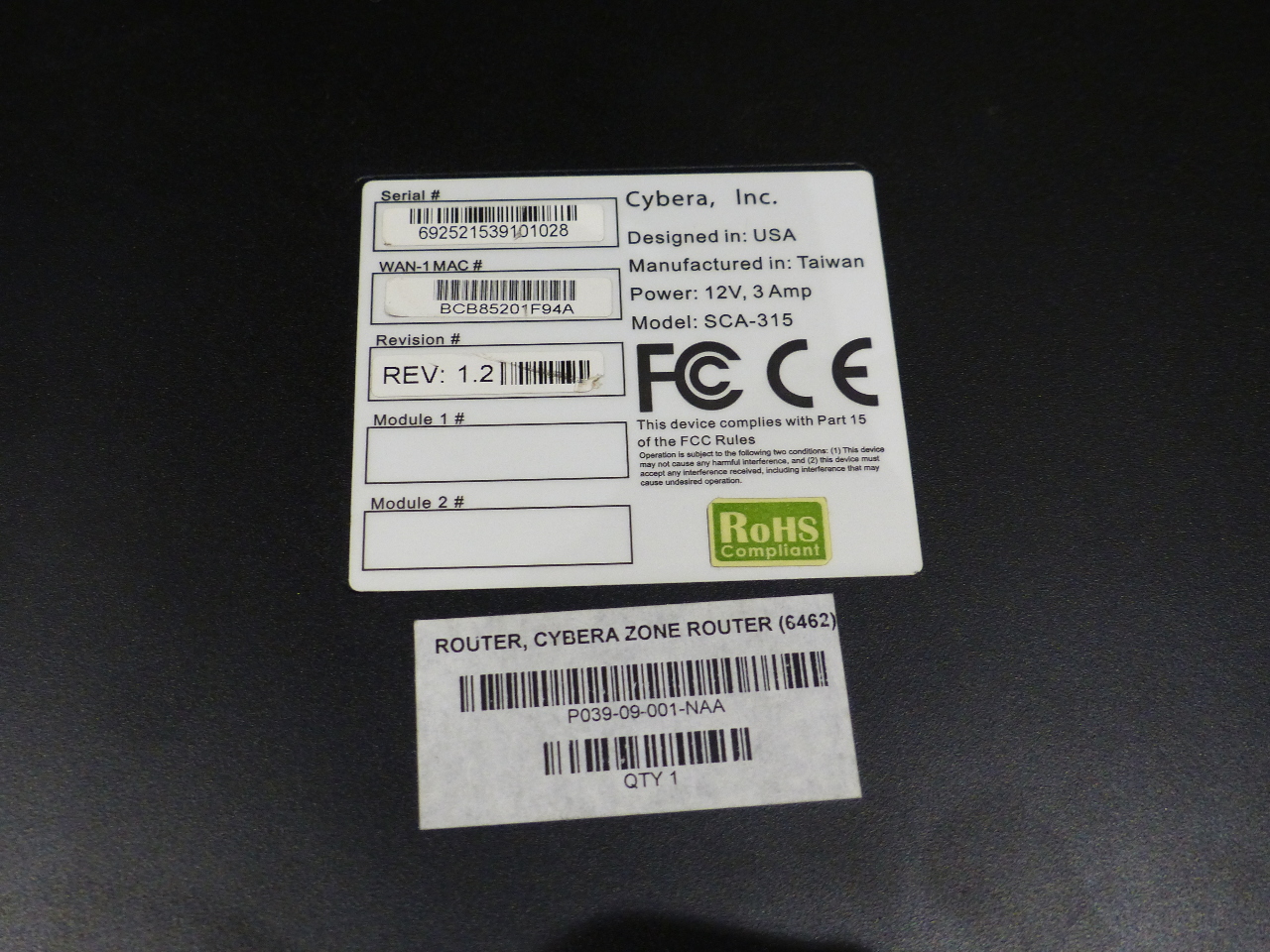 CYBERA P03909001NA SCA315 8 PORT DUAL ZONE GIGABIT ROUTER MDG