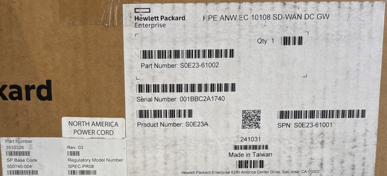 HPE ARUBA EDGECONNECT EC-10108 S0E23A SD-WAN DC GATEWAY NETWORK SWITCH 3510326