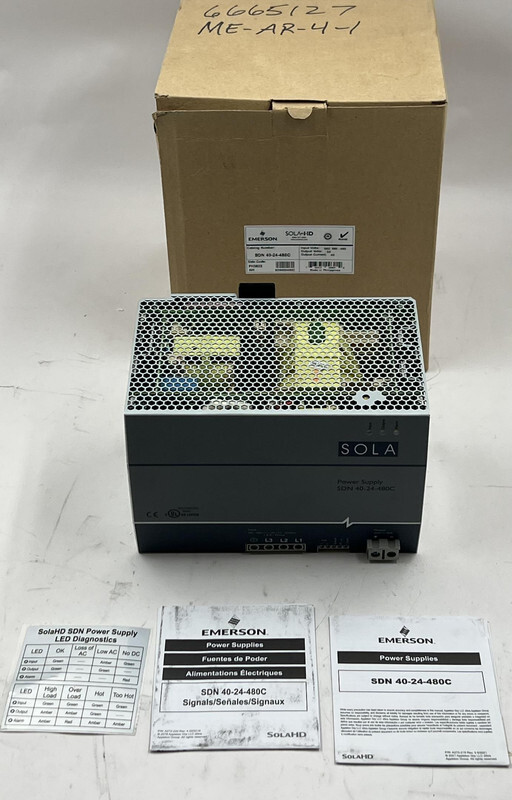 SOLA EMERSON SDN 40-24-480C DIN RAIL POWER SUPPLY 24VDC OUTPUT