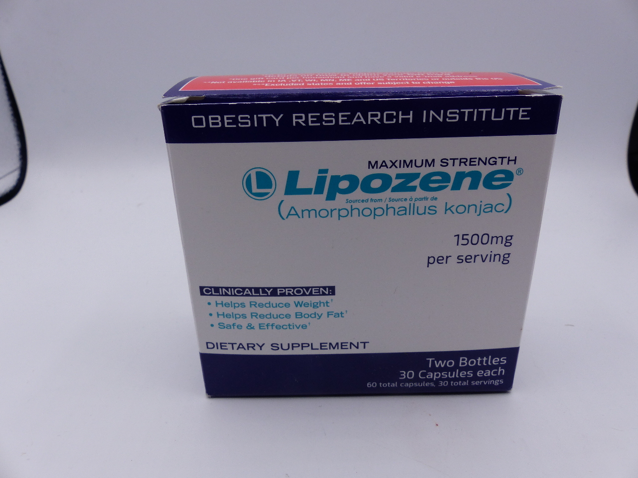 LIPOZENE MAXIMUM STRENGTH 1500 MG/SERVING DIETARY SUPPLEMENT 60 TOTAL