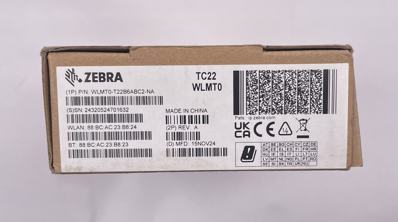 ZEBRA WLMT0 TC22 MOBILE BARCODE SCANNER TOUCH COMPUTER WLMT0-T22B6ABC2-NA W/BATT
