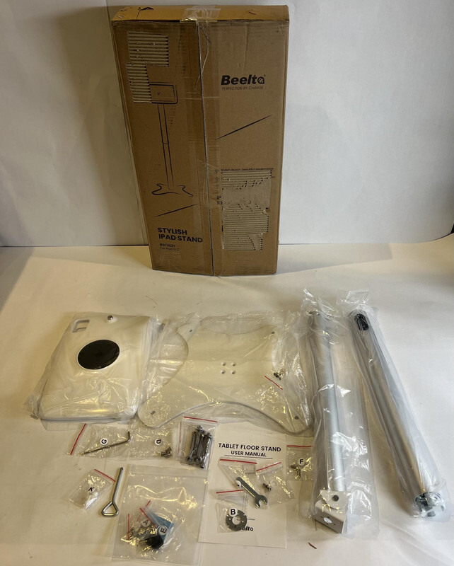 BEELTA BSF302A WHITE ALUMINUM KIOSK FLOOR STAND FOR 10.2 INCH IPAD TABLETS