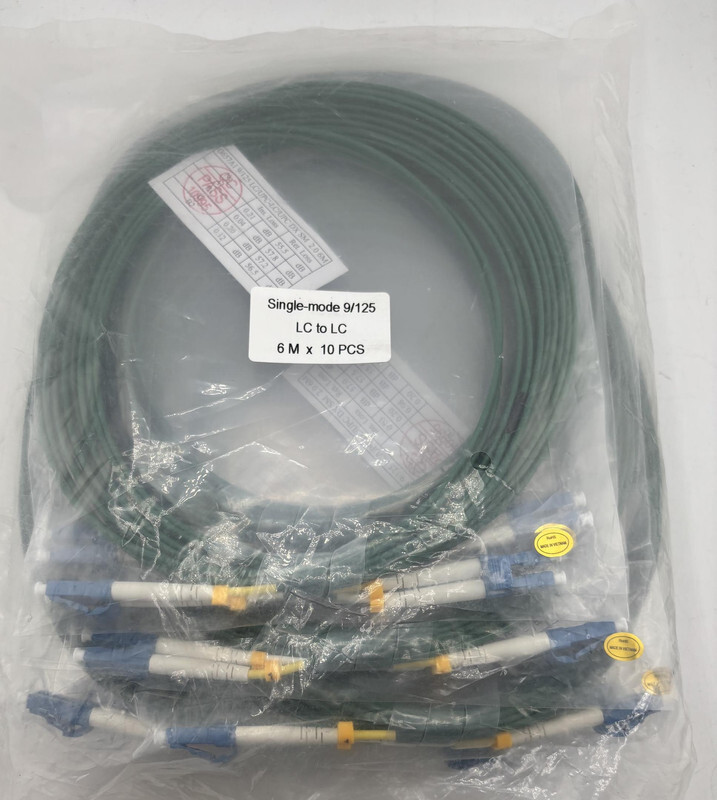 LOT OF 10 FIBER OPTIC PATCH CABLES G657A1 9/125 LC UPC-LC UPC DX SM 2.0 6M GREEN