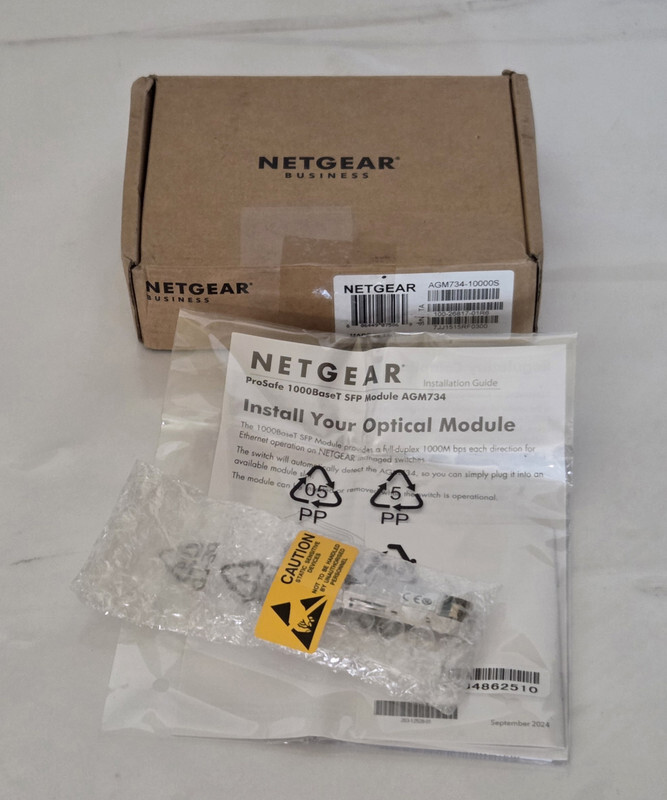 NETGEAR AGM734-10000S PROSAFE 1000BASET SFP 1G ETHERNET RJ45 TRANSCEIVER MODULE