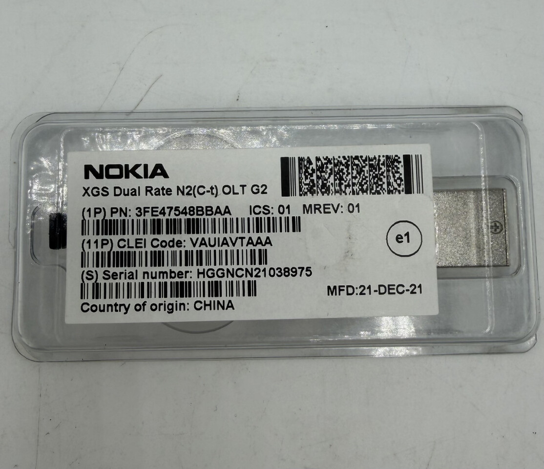 NOKIA 3FE47548BB XGS DUAL RATE N2 TRANSCEIVER SUPPORTS 5G NETWORK PLGS1-12A