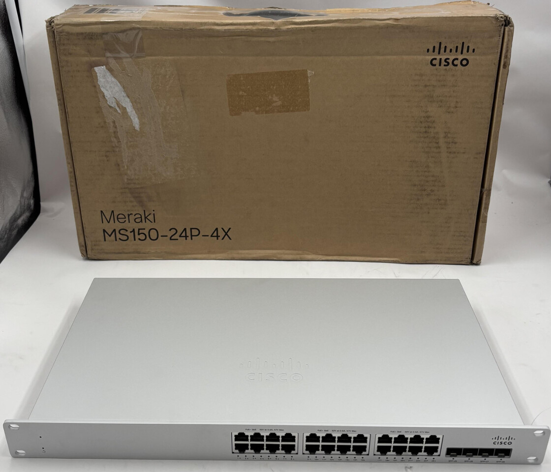 CISCO MS150-24P-4X 74-133860-01 MERAKI 24 PORTS MANAGED GIGABIT MOUNTABLE SWITCH