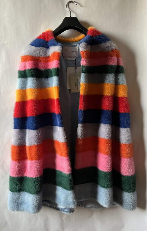 CAROLINA HERRERA MULTI RAINBOW STRIPE MINK FUR CAPE R1913N605 $20,000