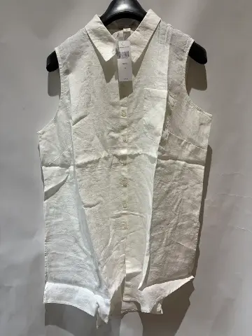 COLDWATER CREEK SLEEVELESS LINEN DUSTER WHITE WMS XL 16044