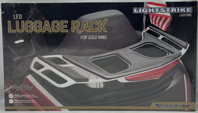 GOLDSTRIKE LIGHTSTRIKE CHROME LIGHTNING LED LUGGAGE RACK GOLD WING TOUR  28201