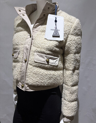 MONCLER WOMEN'S BLANDY GIUBBOTTO CROPPED BOUCLE DOWN JACKET SIZE 0 XS X SMALL
