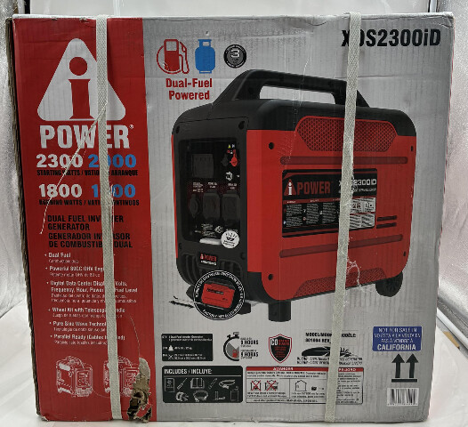 A-IPOWER XOS2300ID 2300W DUAL FUEL INVERTER GENERATOR GAS LPG CO SENSOR