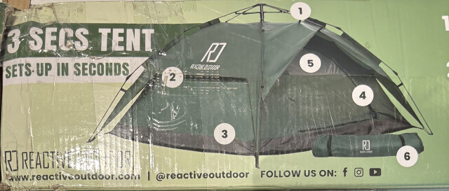 REACTIVE OUTDOOR 3ST-L-DL LARGE-SIZED 3 SECS TENT DL GREEN EASY SET UP TENT