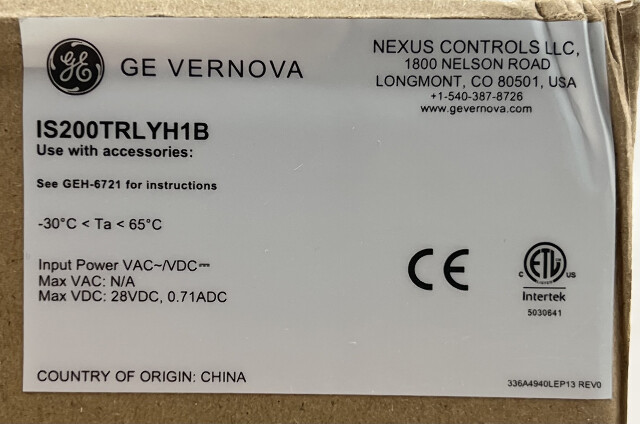 GE VERNOVA IS200TRLYH1B RELAY TERMINAL BOARD FOR MARK IV TURBINE CONTROL SYSTEM