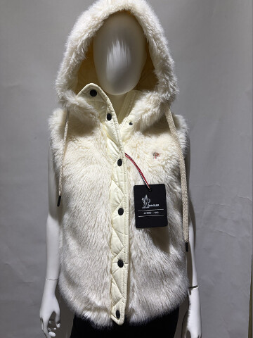 MONCLER WOMEN'S ARVE GILET FAUX FUR AND QUILTED SHELL VEST SZ 2 M MEDIUM