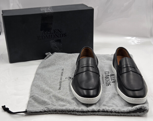 ALLEN EDMONDS RANDOLPH MEN'S LEATHER SLIP-ON SNEAKERS SZ 9.5 D BLACK