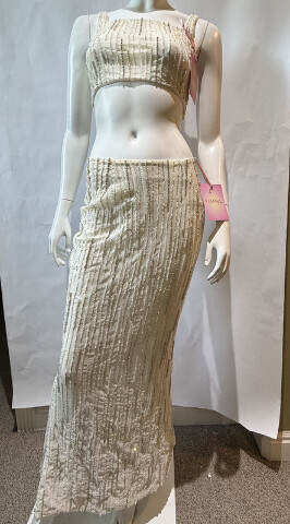 OCEANUS X DAPHNE APHRODITE'S WHITE CO-ORD TOP AND SKIRT SZ M MEDIUM JERSEY WHITE