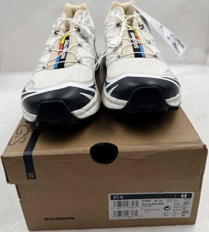 SALOMON XT-6 L4798970036 RAINY DAY BLACK WHITE BEIGE UNISEX US 12 ATHLETIC SHOES