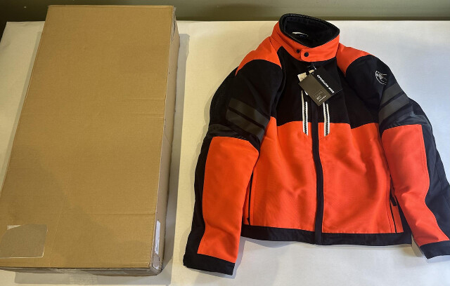 BMW MOTORRAD JACK BAVELLA HERREN NEON ORANGE AND BLACK MOTORCYCLE JACKET US 44