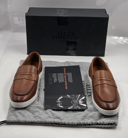 ALLEN EDMONDS RANDOLPH MEN'S LEATHER SLIP-ON SNEAKERS SZ 9.5 D CHILLI