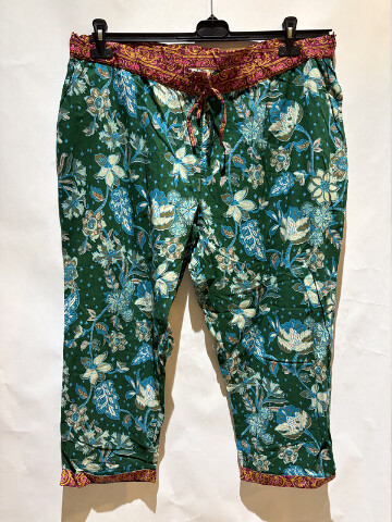SUNDANCE WOMEN'S FLORAL PANT IN TEAL 100% COTTON ANKLE LENGTH SIZE XL EXTRALARGE