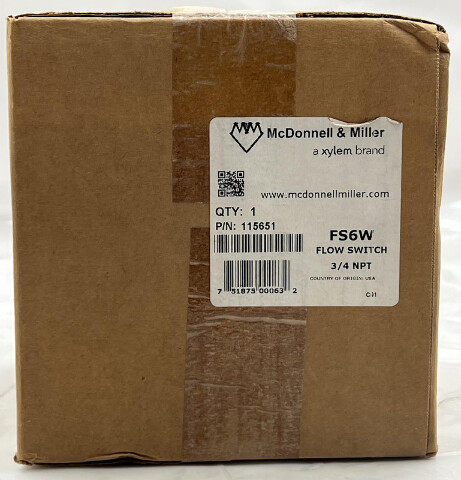 MCDONNELL & MILLER FS6W FLOW SWITCH 3/4 NPT 115651 W/ NEMA 4X ENCLOSURE