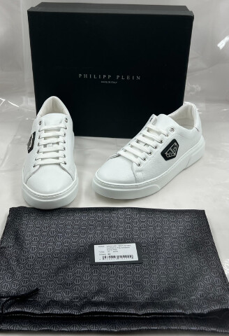PHILIPP PLEIN LAES USC1049 PLE010N LO-TOP SNEAKER ICONIC PLEIN WHITE SIZE 44