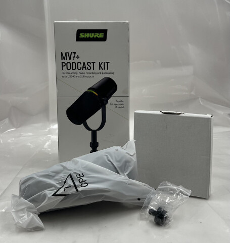 SHURE MV7+ PODCAST KIT 02-734-0653 OUTPUT USB-C AND XLR KIT AND STAND