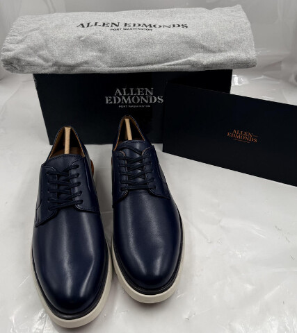 ALLEN EDMONDS CARSON 7258 MENS 10D HYBRID LACE-UP DERBY NAVY LEATHER SHOES