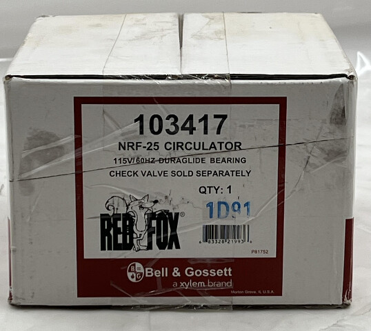 BELL & GOSSETT RED FOX 3 SPEED NRF-25 CIRCULATOR CIRC PUMP 115V/60HZ 103417