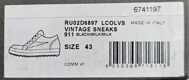RICK OWENS RU02D6897 LCOLVS 911 PORTERVILLE VINTAGE SNEAKERS BLACK
