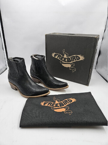 FREEBIRD MAEVE WOMEN'S BLACK SNAKE BOOTIES BOOTS US 10 UK 8 LEATHER