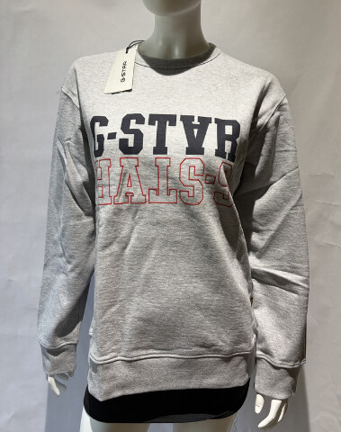 G-STAR LOGO R SW RAW MEDIUM GRAY LOGO CREWNECK SWEATER SIZE LARGE L