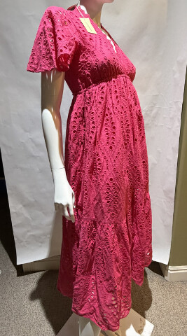 SUNDANCE SHORT SLEEVE EMBELLISHED DRESS IN HOT PINK 113119-PXXS-PUNC SZ PXXS