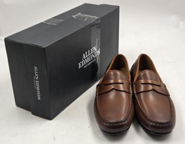 ALLEN EDMONDS MENS SUPER SPORT LEATHER PENNY LOAFERS SZ 10 D CHILI