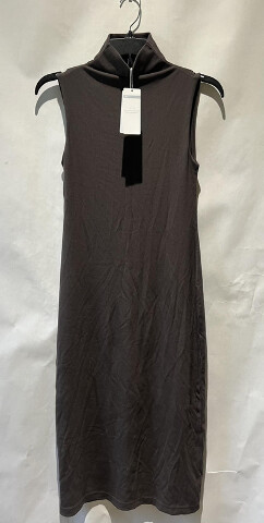 TRAVIS MATHEW WOMEN CLOUD RIB MOCK NECK DRESS A41261 COFFEE GROUNDS SZ XS MIDI