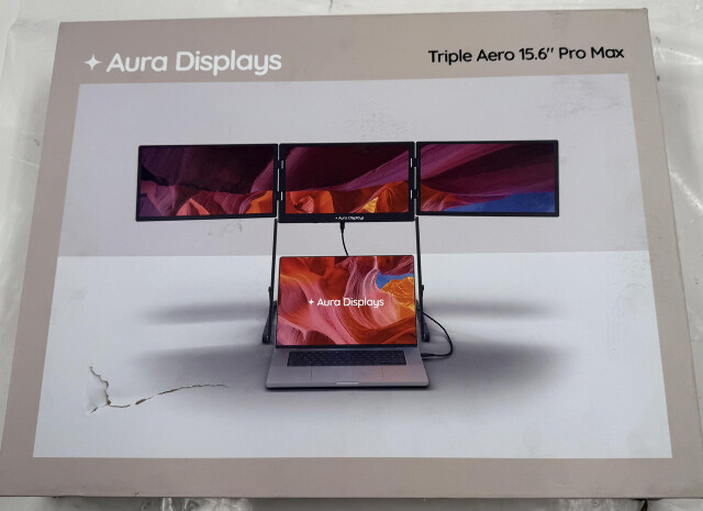 AURA DISPLAYS TRIPLE AERO 15.6 INCH PRO MAX PORTABLE TRIPLE MONITOR EXTENDER