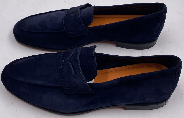 Santoni Men\'s blue Suede Penny Loafers - Dark Navy uk 7 us 8 SANTONI CARLOS-P-EAAU60 BLUE MENS US 8 UK 7 SUEDE LOAFERS  main image 4