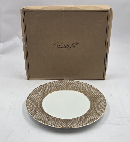 CHRISTOFLE MALMAISON IMPERIAL PORCELAIN UNDERPLATE GOLD FINISH 31CM B07688270